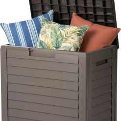 New Arrivals USA 35 Gallon Outdoor Deck Box, Lockable, Weather-Resistant, Beige