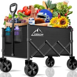 Alternative view of New Arrivals 100L Collapsible Wagon Cart with All Terrain Wheels, 350LBS, Black
