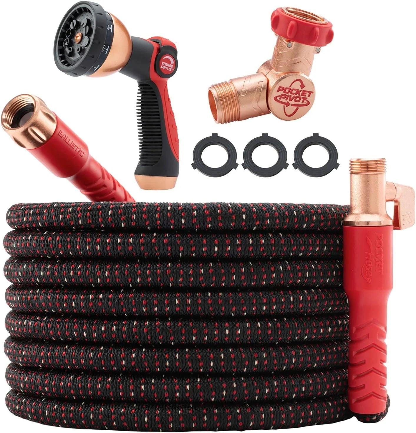 Pocket Hose Ballistic 50 FT Expandable Garden Hose, No-Kink, 360° swiveling pocket pivot connector bifanuoyard - Image 4