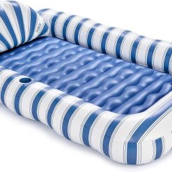 Alternative view of FUNBOY Blue & Green Stripe XL Tanning Pool Lounger Float with Pillow bifanuoyard