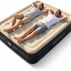 SENNOUL Air Mattress Queen with Built in Pump, Inflatable Mattress Blow Up Mattress 18 Raised Comfort bifanuoyard
