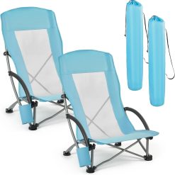 New Arrivals Folding Beach Chair, High Back Camping Chairs for Adults, Portable Extra Wide Seat Chair 330 lbs Heavy Duty