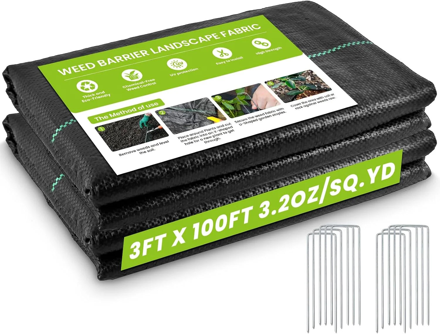 Weed Barrier Landscape Fabric Heavy Duty, 3.2oz Woven Geotextile Fabric - Image 2