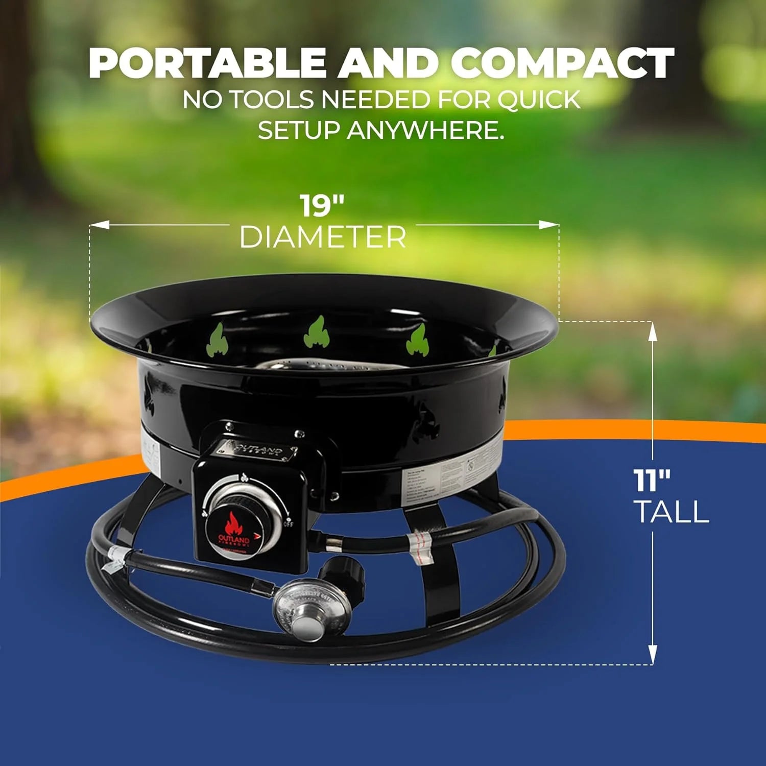 New Arrivals Living Portable Propane Fire Pit, 19-inch, 58, 000 BTU with Fire Pit Cover & Carry Kit - Image 6