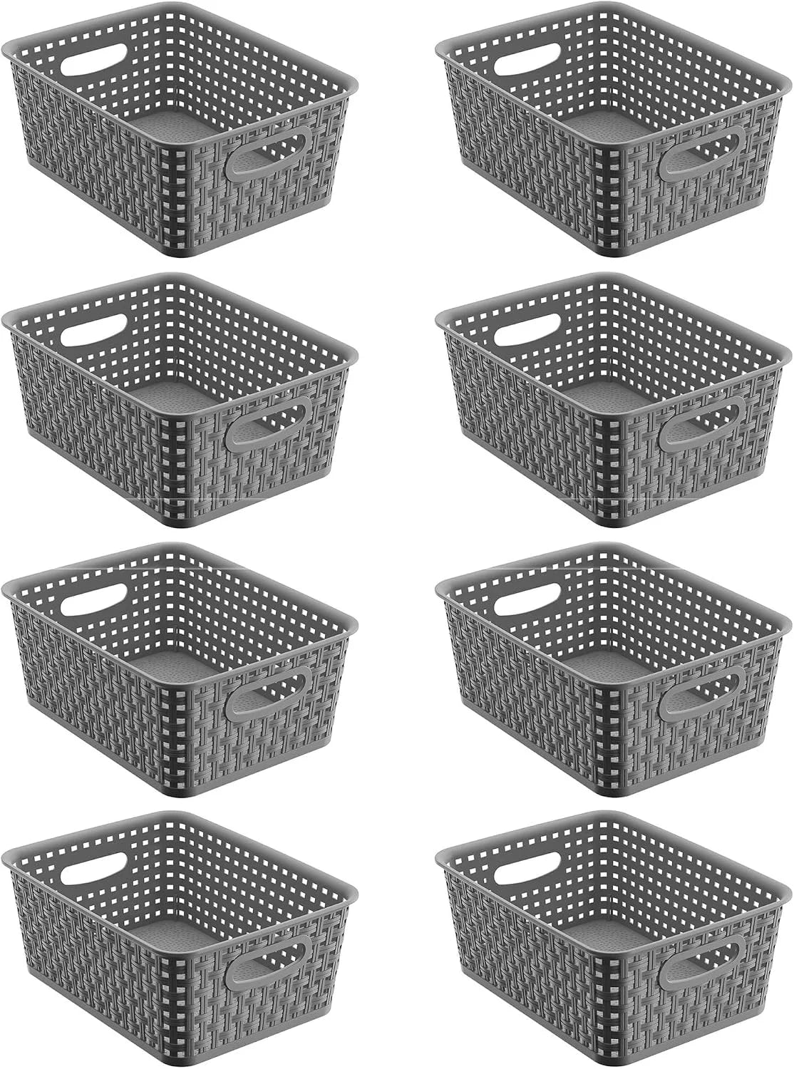 Black Storage Baskets, Plastic Woven Organizer Baskets, Stackable Shelf Baskets for Closet, Pantry - Image 3