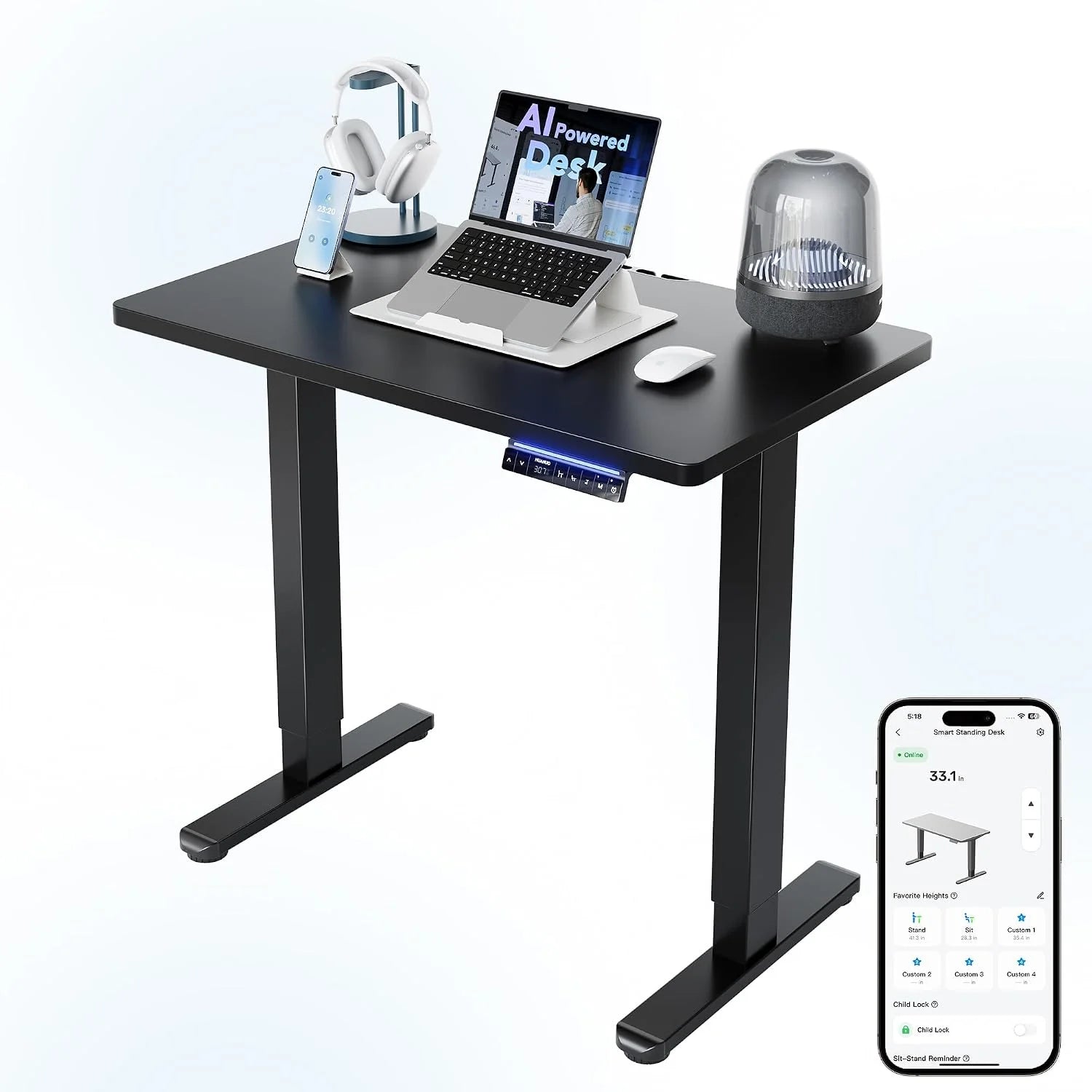 HUANUO 32 Small Electric Standing Desk Adjustable Height, 4 Memory Height Settings bifanuoyard - Image 2