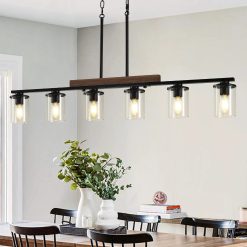 Alternative view of New Arrivals Kitchen Lighting, Black Modern Rustic Wood Ceiling Pendant Light Fixtures