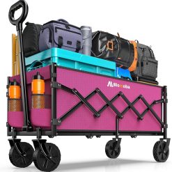 Blomoba 35 Extra Long Folding Wagon with Adjustable Handle & Wheels, Black