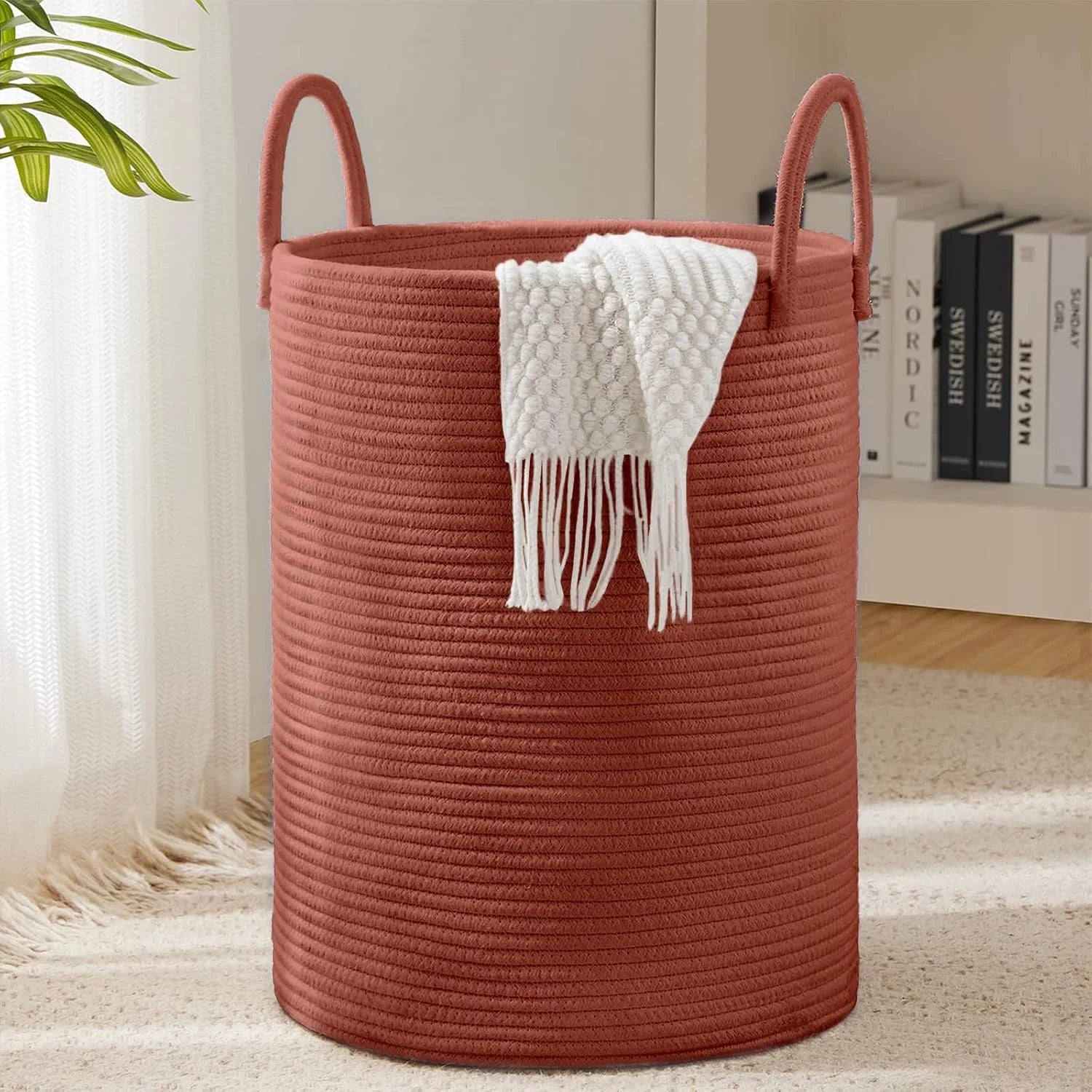 YOUDENOVA Jute Rope Laundry Hamper Basket, 58L Blanket Basket for Nursery, Large Woven Laundry Hamper with Sturdy bifanuoyard - Image 4