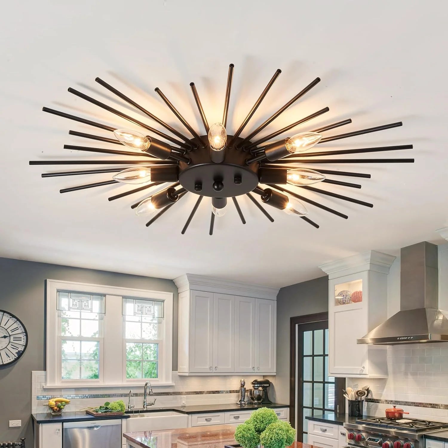ZGLAOJT Semi Flush Mount 8 Light Ceiling Light Modern Metal Ceiling Lighting Gold Light Fixture Chandelier for bifanuoyard - Image 3