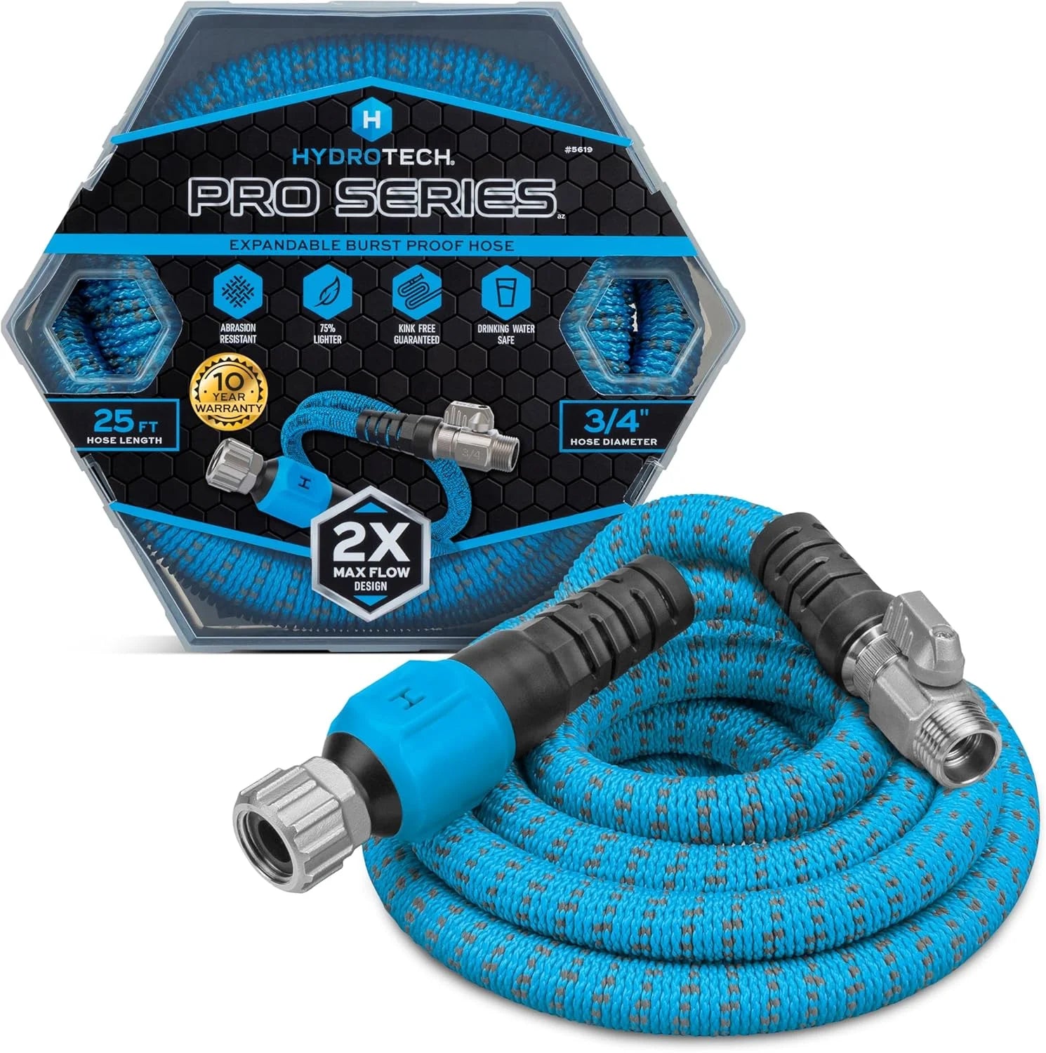HydroTech Pro Series 100 ft Max Flow Garden Hose, 3/4 in Diameter, Patented Force Control Technology delivers 2x max bifanuoyard - Image 3