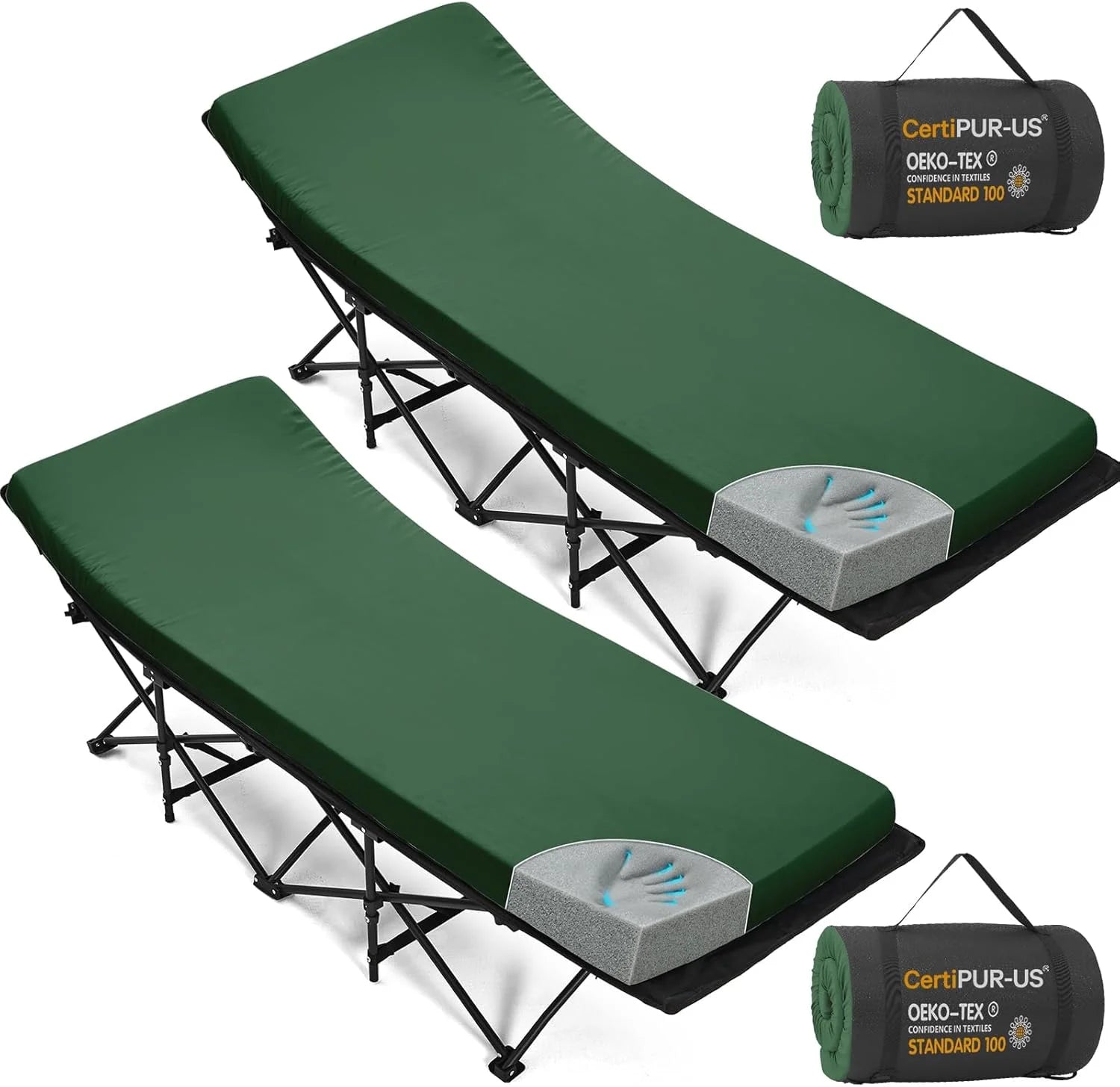 CYMULA Camping Cot Pad 2 Inch Memory Foam, Camping Pad for Folding Cot and Foldable Cot, Portable Roll Up Camp Gear for bifanuoyard - Image 3