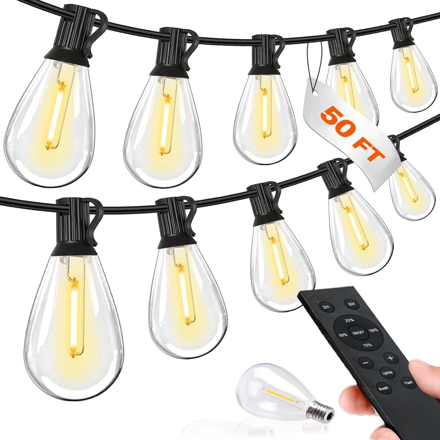 Tenmiro 200FT LED Outdoor String Lights with Remote, 74+2 Shatterproof Bulbs Dimmable Timing 3 Light Modes Outside Patio bifanuoyard - Image 5