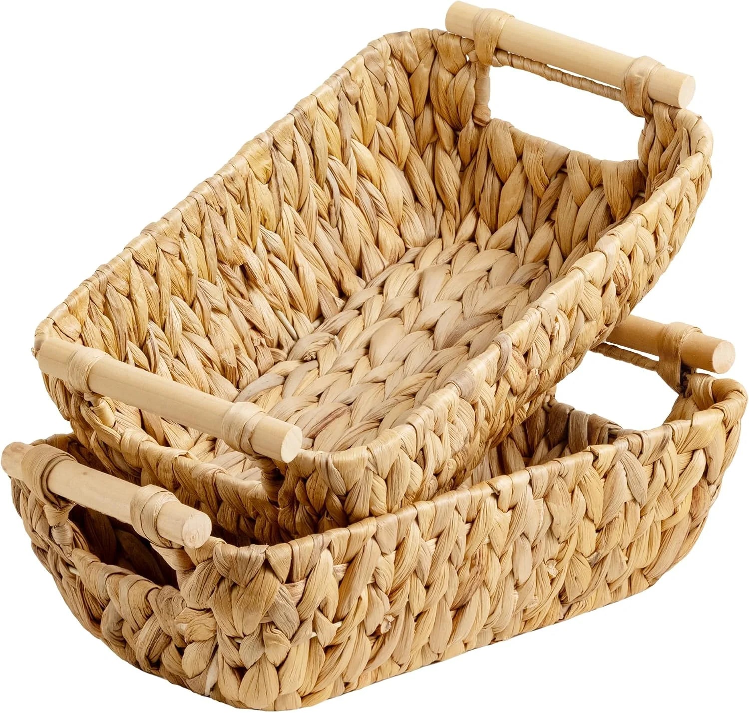 StorageWorks Wicker Baskets for Organizing, Water Hyacinth Storage Baskets, Wicker Storage Baskets for Shelves bifanuoyard - Image 2