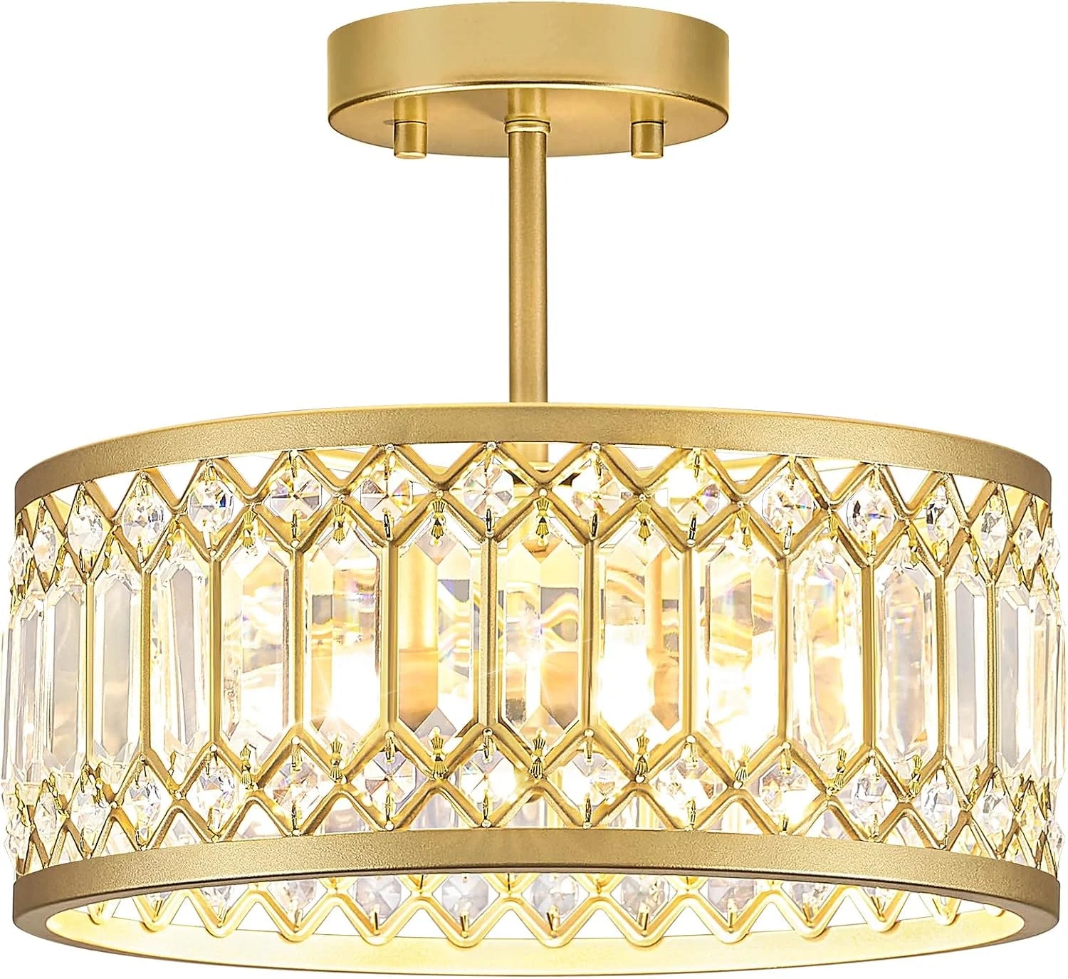 New Arrivals Crystal Black Ceiling Light, Modern Semi Flush Mount Ceiling Lighting Fixture - Image 6