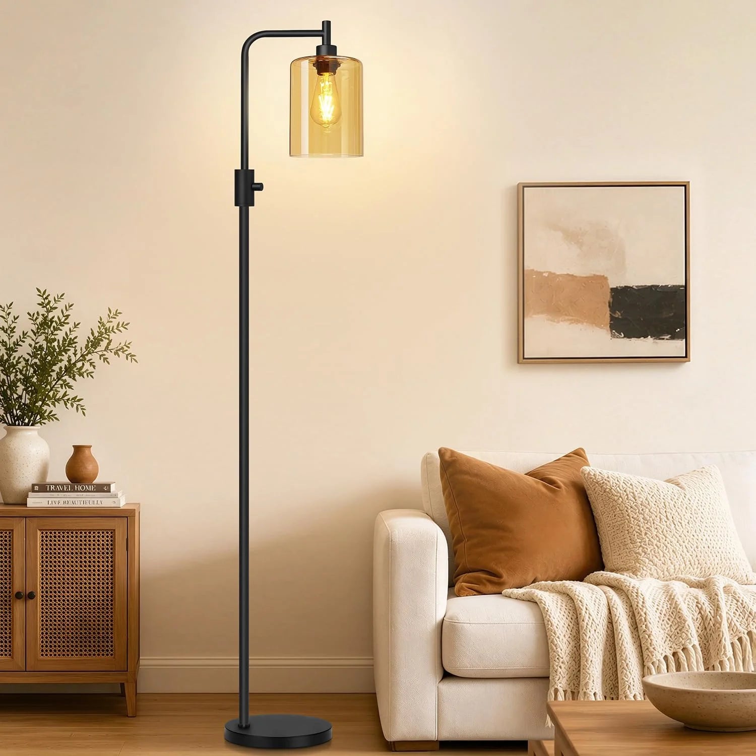Dimmable Floor Lamp for Living Room with Clear Glass Lampshade, Bulb Included, 900LM, Arc Standing Tall Lamp for Bedroom bifanuoyard - Image 14