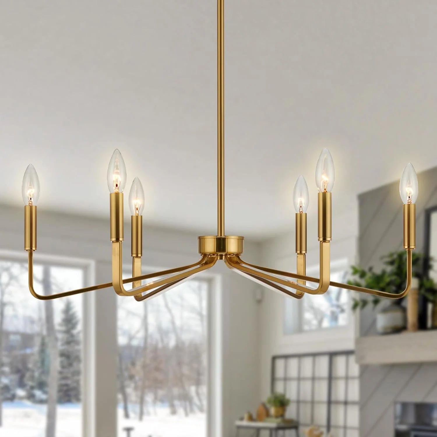 ACANER 6-Light Brushed Gold Farmhouse Chandelier for Dining Room bifanuoyard - Image 6