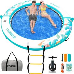 GYMMALL Inflatable Water Hammock Floating Dock 8 FT with Mesh, Tanning Pool Raft Round Ring for Adults bifanuoyard