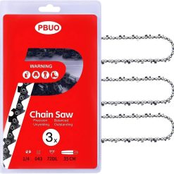 PBUO 16 Inch Chainsaw Chain Replacement, 3/8 LP Pitch .050 Gauge 56 Drive Links, Fits Poulan 400E, Semi-Chisel Low-Kickback Design, 3 Pack
