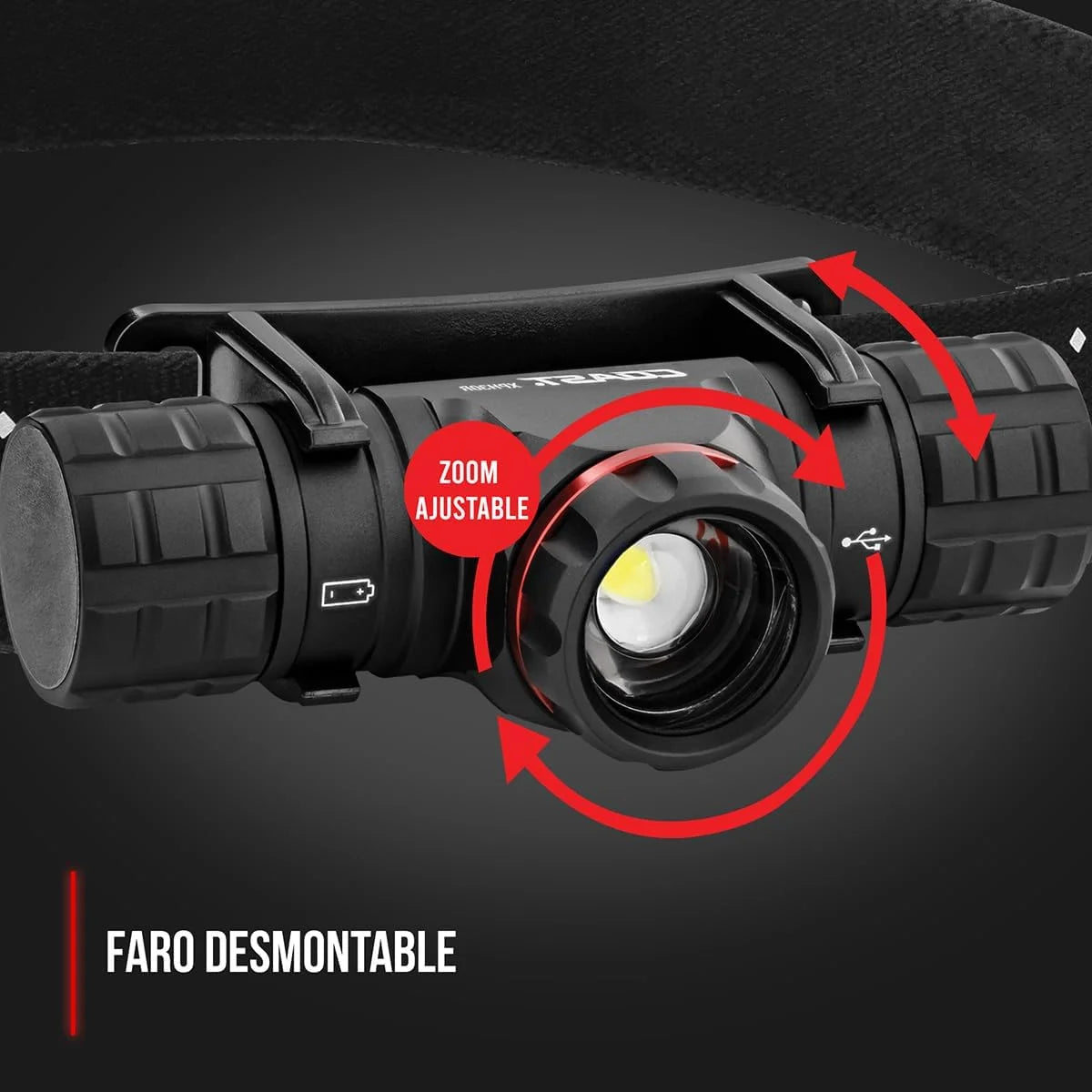 New Arrivals XPH34R 2700 Lumen USB-C Rechargeable-Dual Power LED Headlamp with Pure Beam Twist Focus and Magnetic Base - Image 3