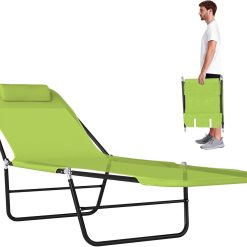 Outsunny Folding Chaise Lounge Chair, Pool Sun Tanning Chair bifanuoyard