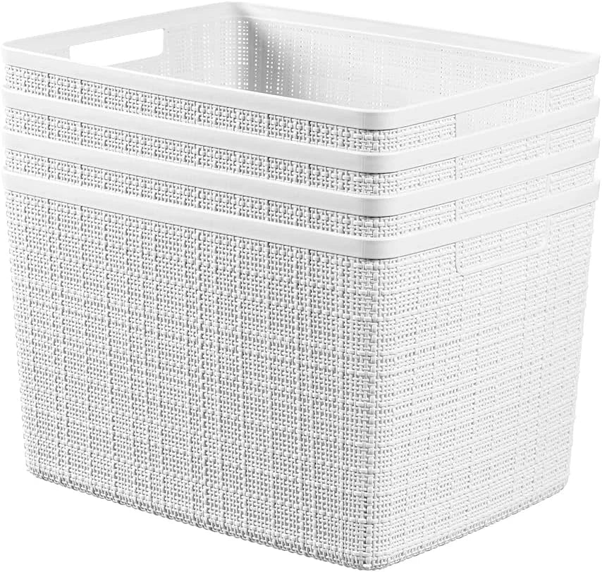 Curver Set of 4 Large Cube 17L Jute Decorative Plastic Organization and Storage Baskets, Perfect Bins for Home bifanuoyard - Image 15