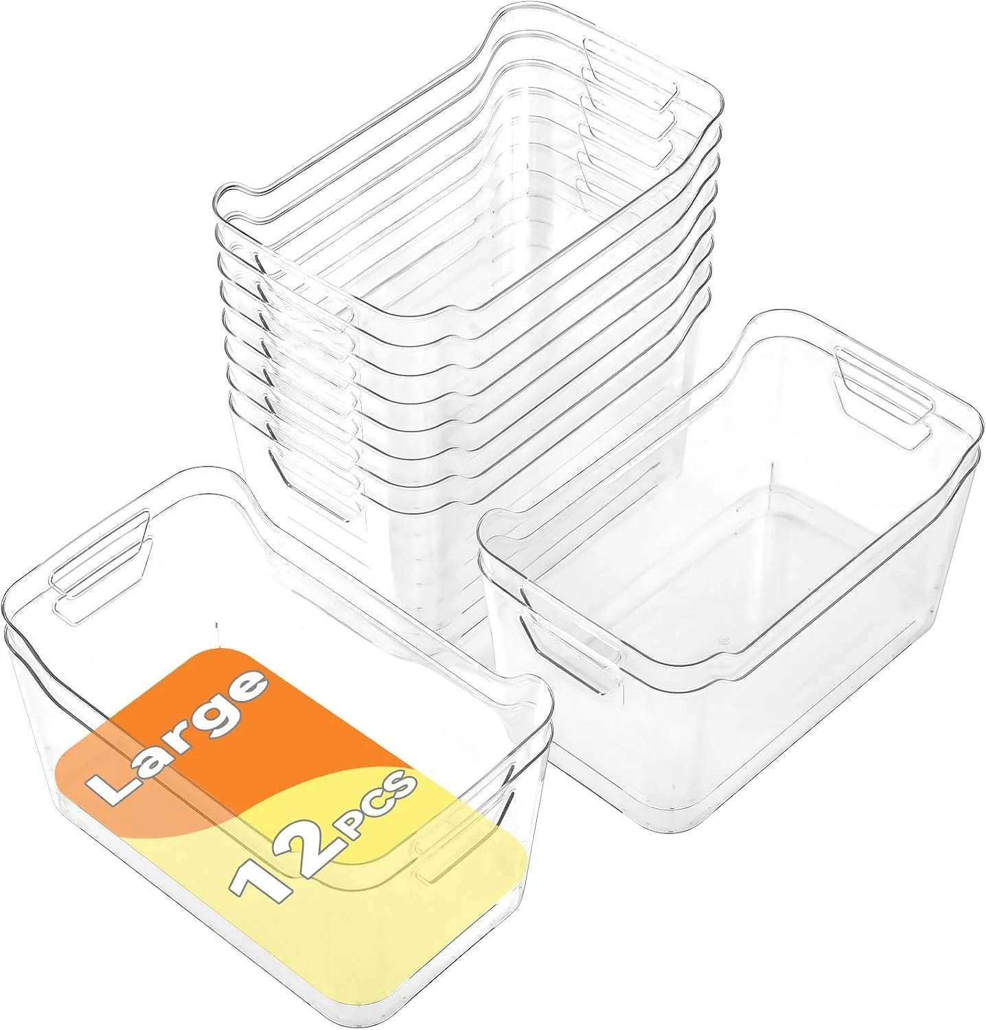 12 Pack Clear Plastic Storage Bins, Pantry Organizers and Storage, Clear Pantry Organizer Bins, Plastic Containers bifanuoyard - Image 3