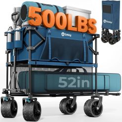 Alternative view of Sekey Double Decker Wagon, 500LBS Heavy Duty Collapsible Utility Cart with 400L Capacity & Extended Lower Shelf