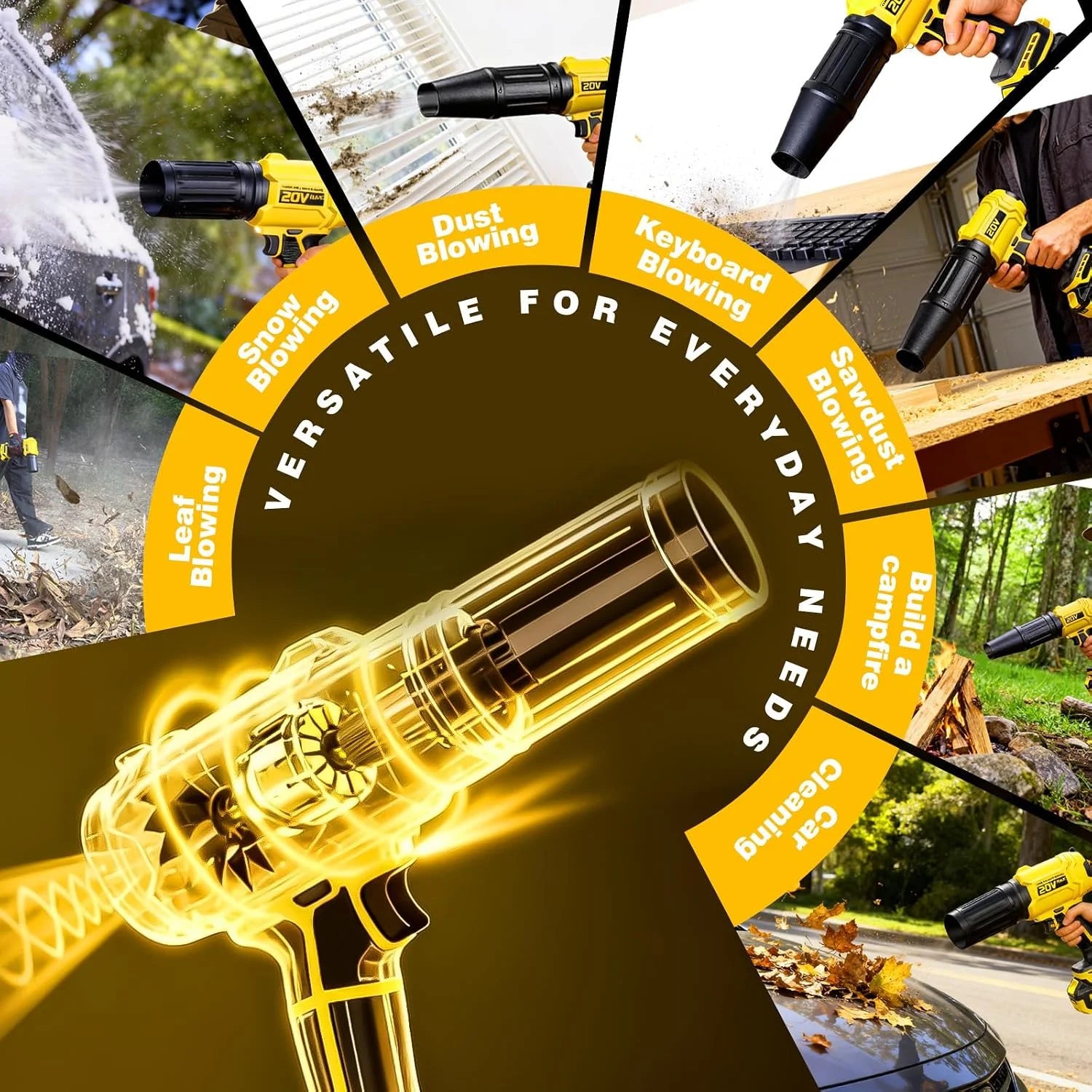 New Arrivals Leaf Blower for DEWALT 20V Max Battery, 720-CFM 180-MPH Handheld Electric Brushless Dust Blower with Light " For Yard Cleanup - Image 6