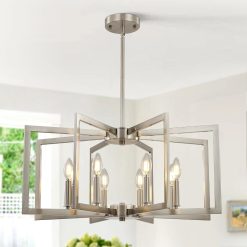 New Arrivals 6-Light Modern Metal Geometric Chandelier£¬Kitchen Island Brushed Nickel Lighting Fixtures£¬Entryway Light