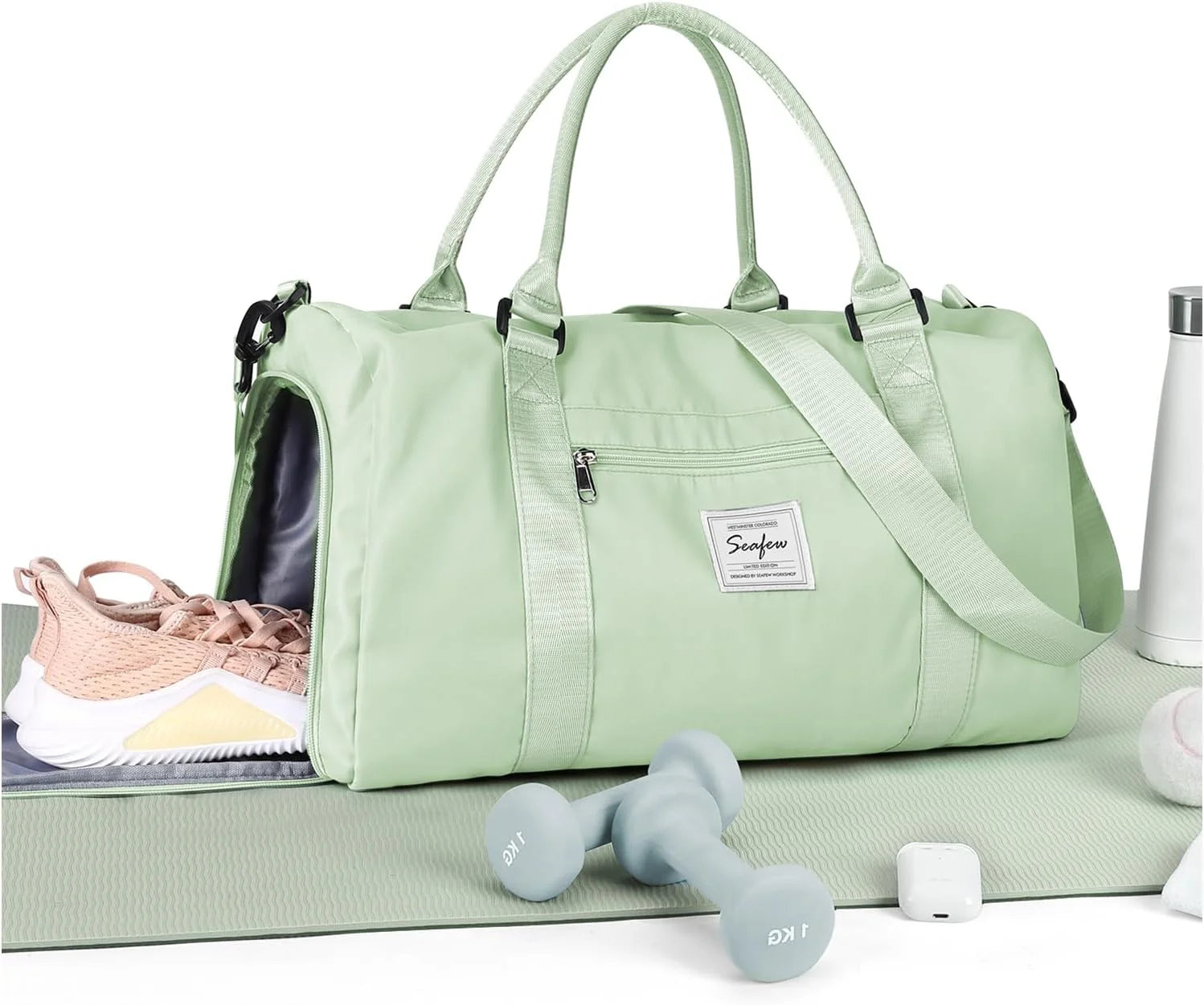 Bag Womens Mens with Shoes Compartment and Wet Pocket Travel Duffel Bag for Women for Plane Sport Gym Tote Bags Swimming Yoga - Image 14
