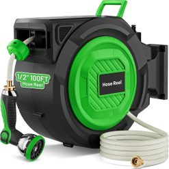 Alternative view of New Arrivals Garden Hose Reel, 1/2 in x 100 ft Automatic Slow Rewind System & Any Length Lock, Heavy Duty Wall-Mounted