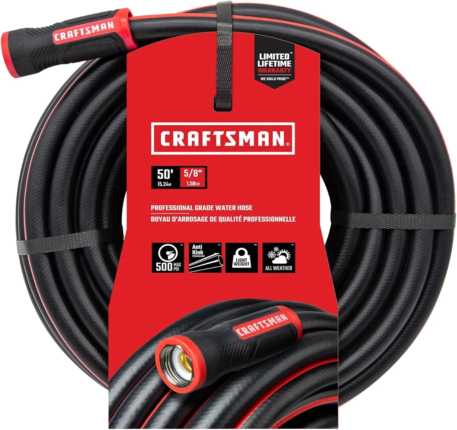 New Arrivals Heavy Duty Professional Grade Black Garden Hose, 100 Feet x 5/8 Inch