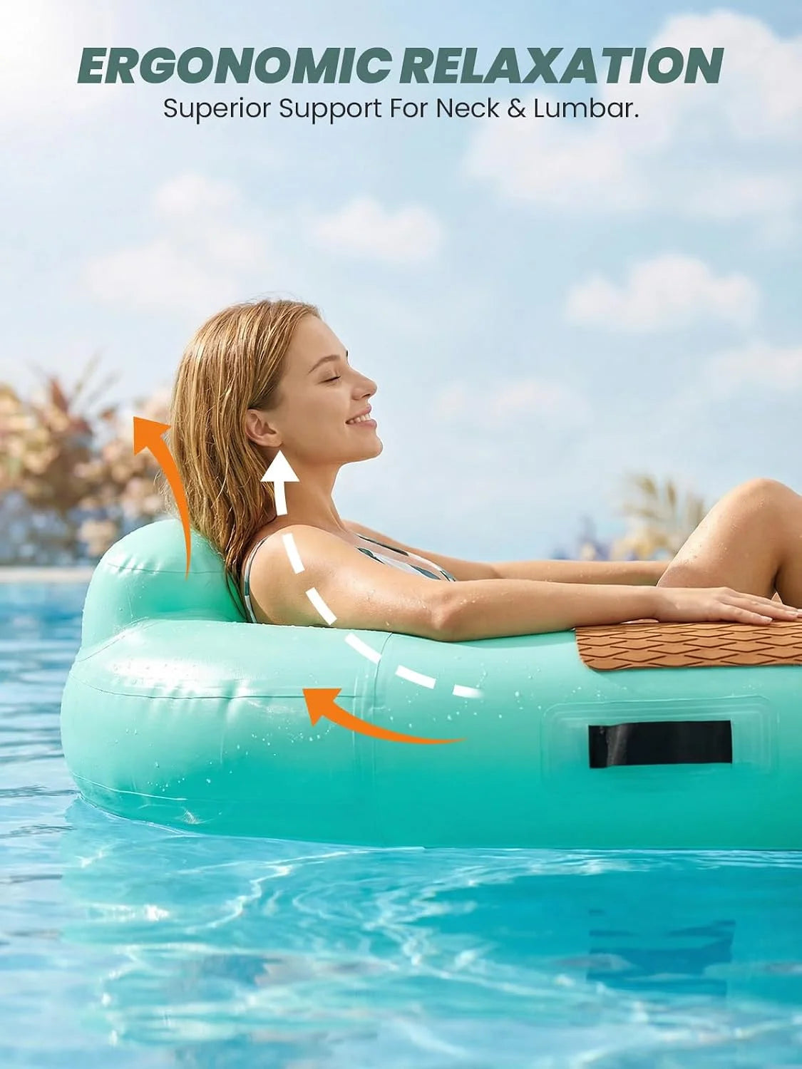 Zeraty Heavy Duty Double-Sided PVC Scrim Floating Chair Inflatable Pool Lounger for Adults, Premium Water Hammock with bifanuoyard - Image 9