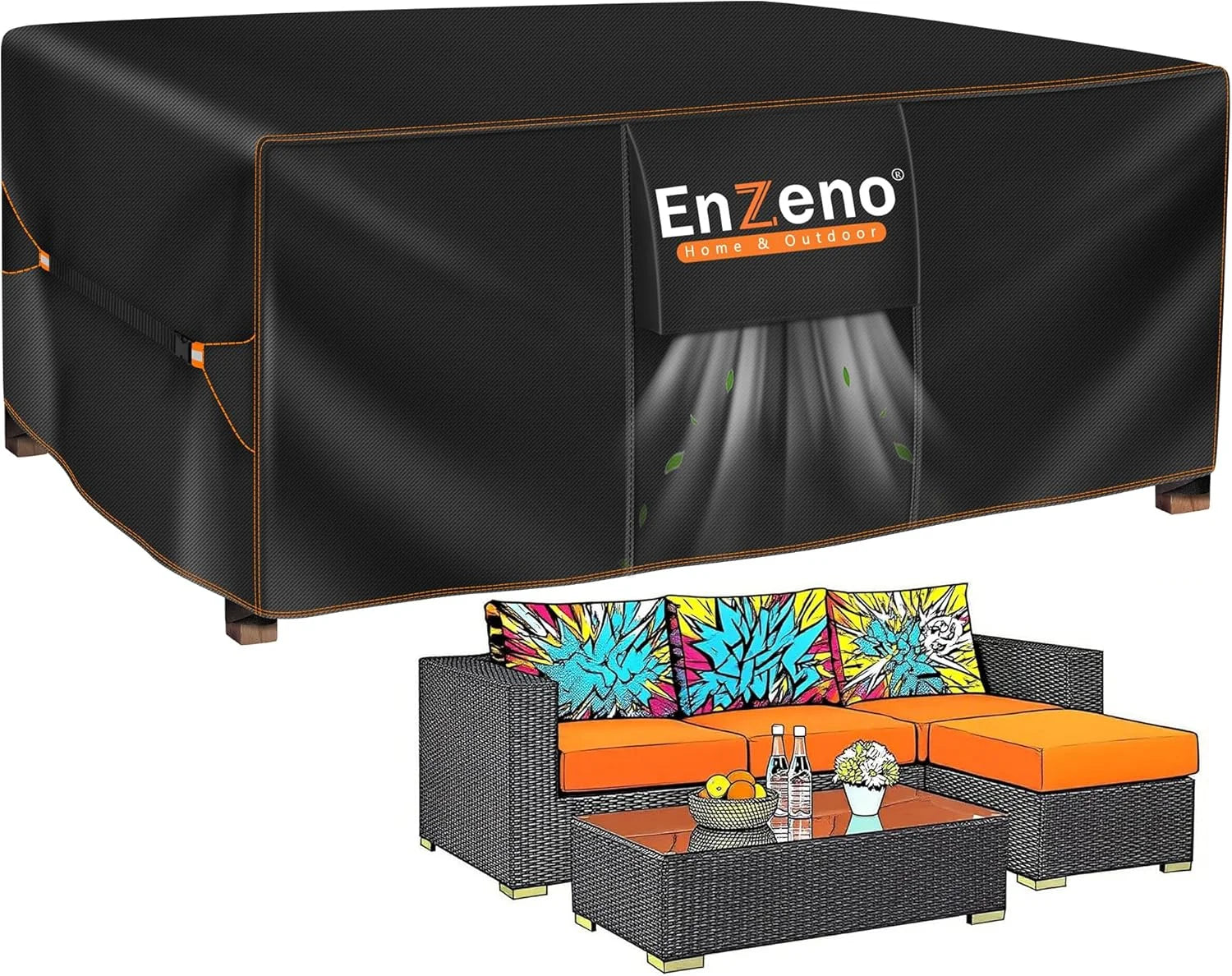 Enzeno Patio Furniture Cover Outdoor Waterproof 90 L x 65 W x 28 H - Image 3