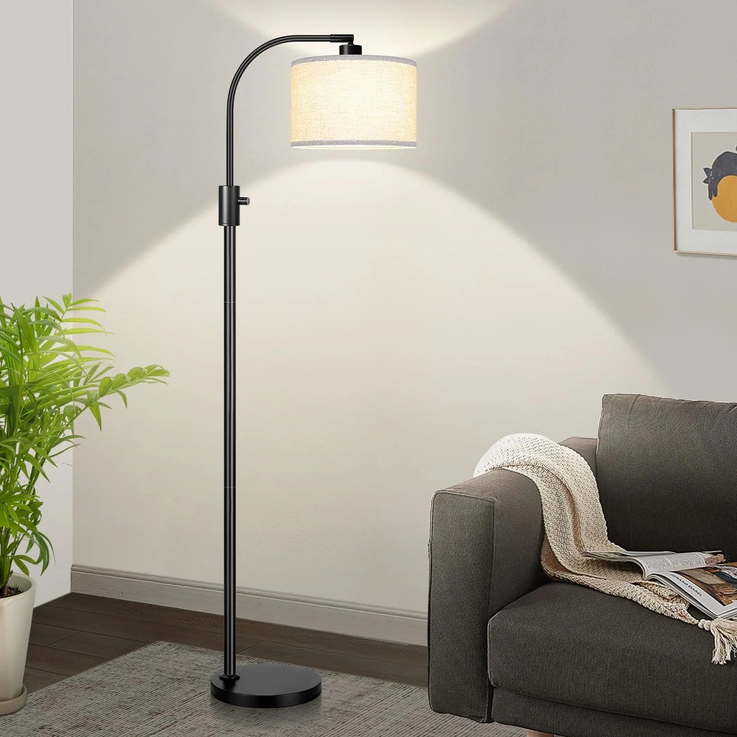 Nintiue Upgraded Modern Arc Dimmable Tall Standing Floor Lamp with Linen Shade, Bulb Included bifanuoyard - Image 17
