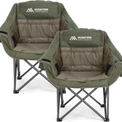 2 Pack Camping Chairs Oversized Padded Camping Chair Heavy-Duty Foldable Camping Chairs with Cup Holder