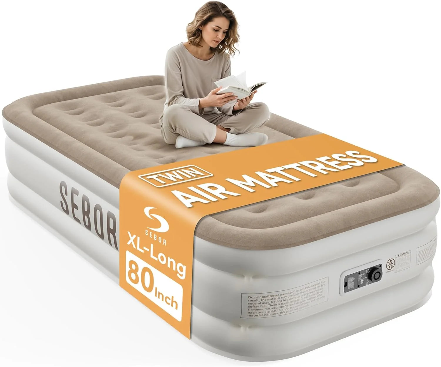 Sebor Air Mattress with Built-in Pump, Comfortable Self-Inflating Air Mattress with High-Speed Pump, 18 Twin XL) bifanuoyard - Image 3