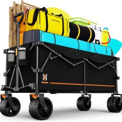 Alternative view of 330Lbs Collapsible Folding Wagon, Beach Wagon Cart Heavy Duty Foldable with Big Wheels