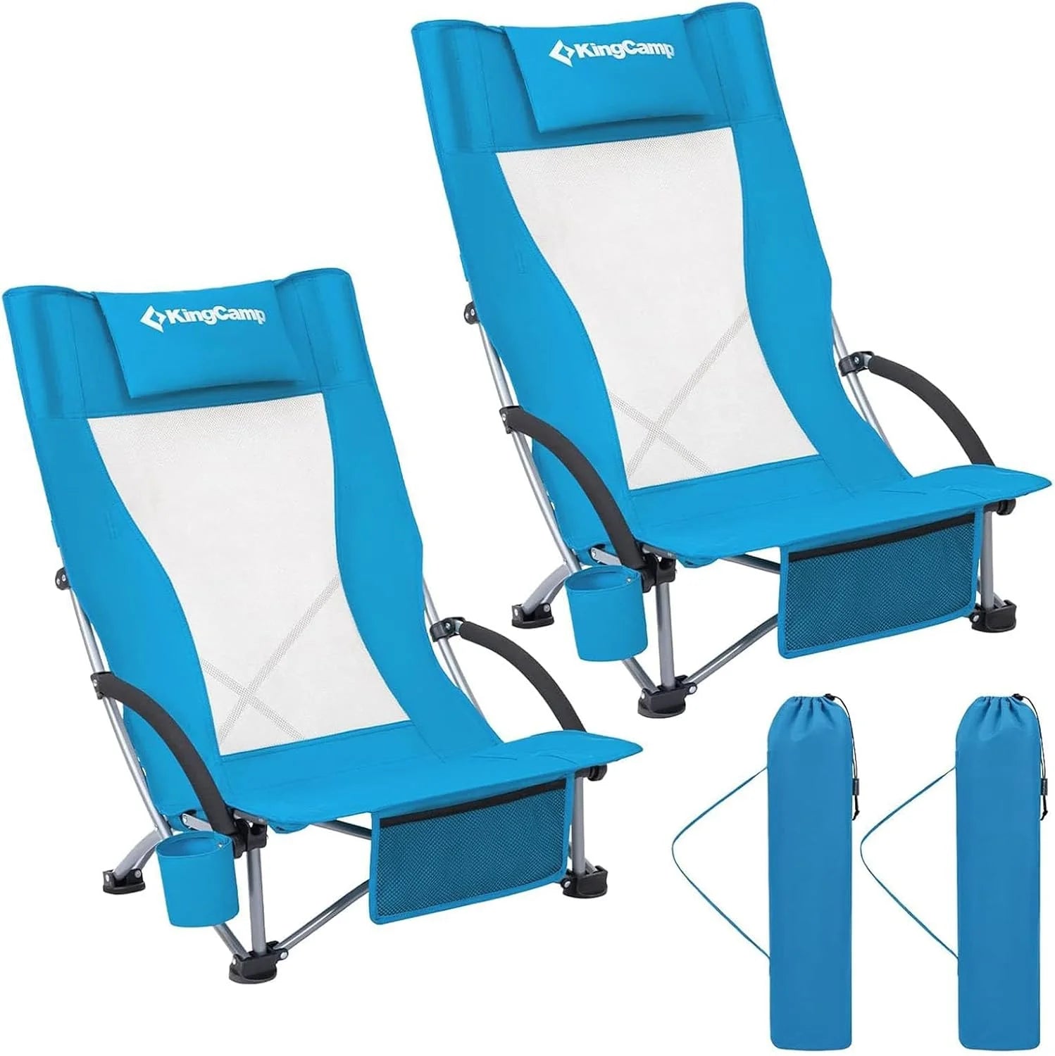 KingCamp Low Beach Chairs 2 Pack, Folding Portable Chair for Adults lightweight Extra Wide Ergonomic High Back Seat bifanuoyard - Image 8