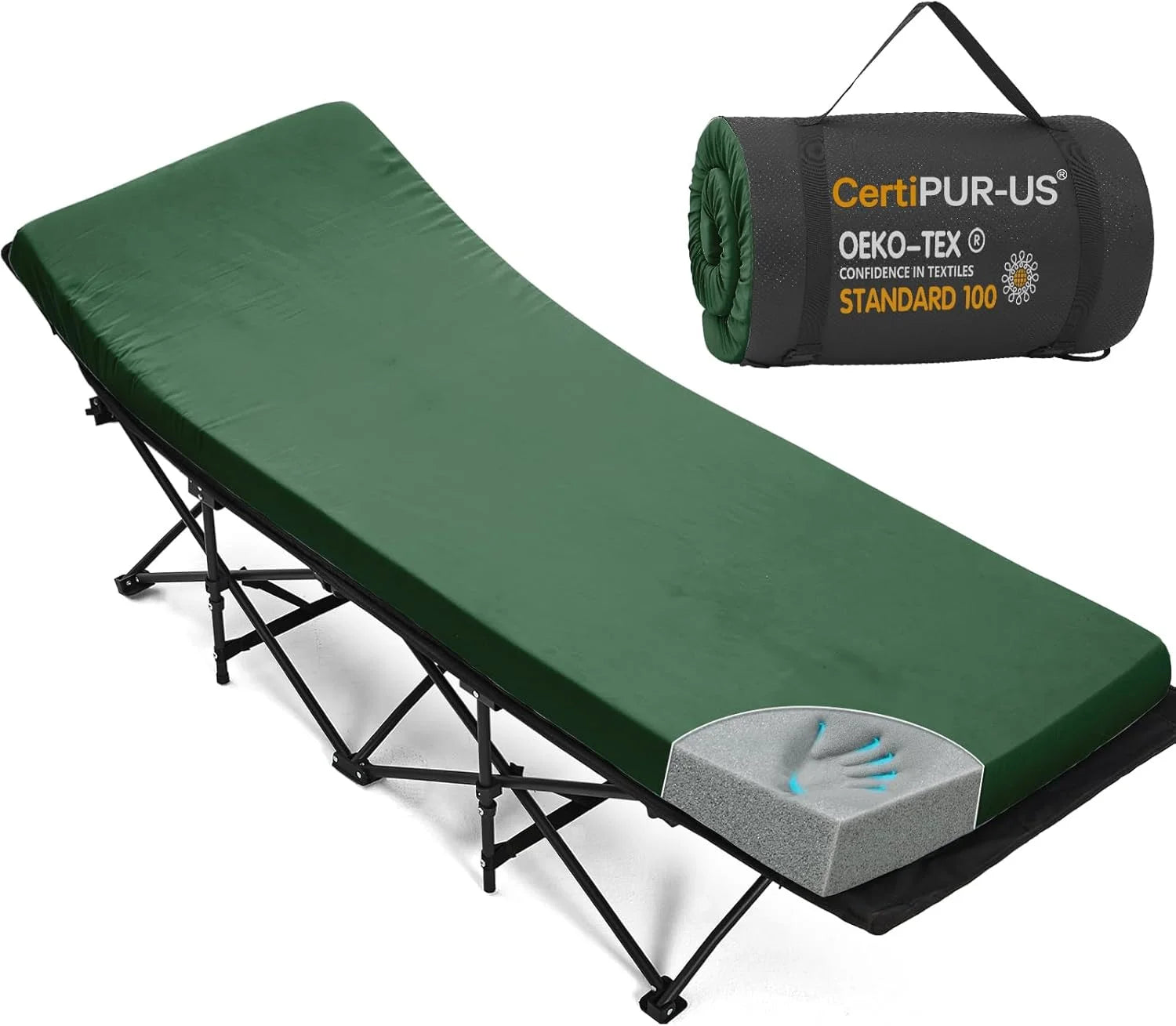 CYMULA Camping Cot Pad 2 Inch Memory Foam, Camping Pad for Folding Cot and Foldable Cot, Portable Roll Up Camp Gear for bifanuoyard - Image 8