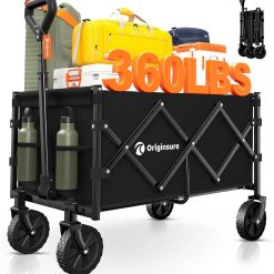 Alternative view of New Arrivals 100L Portable Collapsible Wagon Cart, 360lbs Heavy Duty, Black