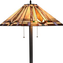 New Arrivals Tiffany Style Floor Lamp Vintage Stained Glass Shade 65″ Tall Mission Floor Standing Reading Corner Light