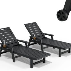 Lounge Chair, Pool Lounge Chairs Set of 2, Waterproof Sun Loungers Chair, 5-Positions Adjustable Outdoor Lounge Chairs bifanuoyard
