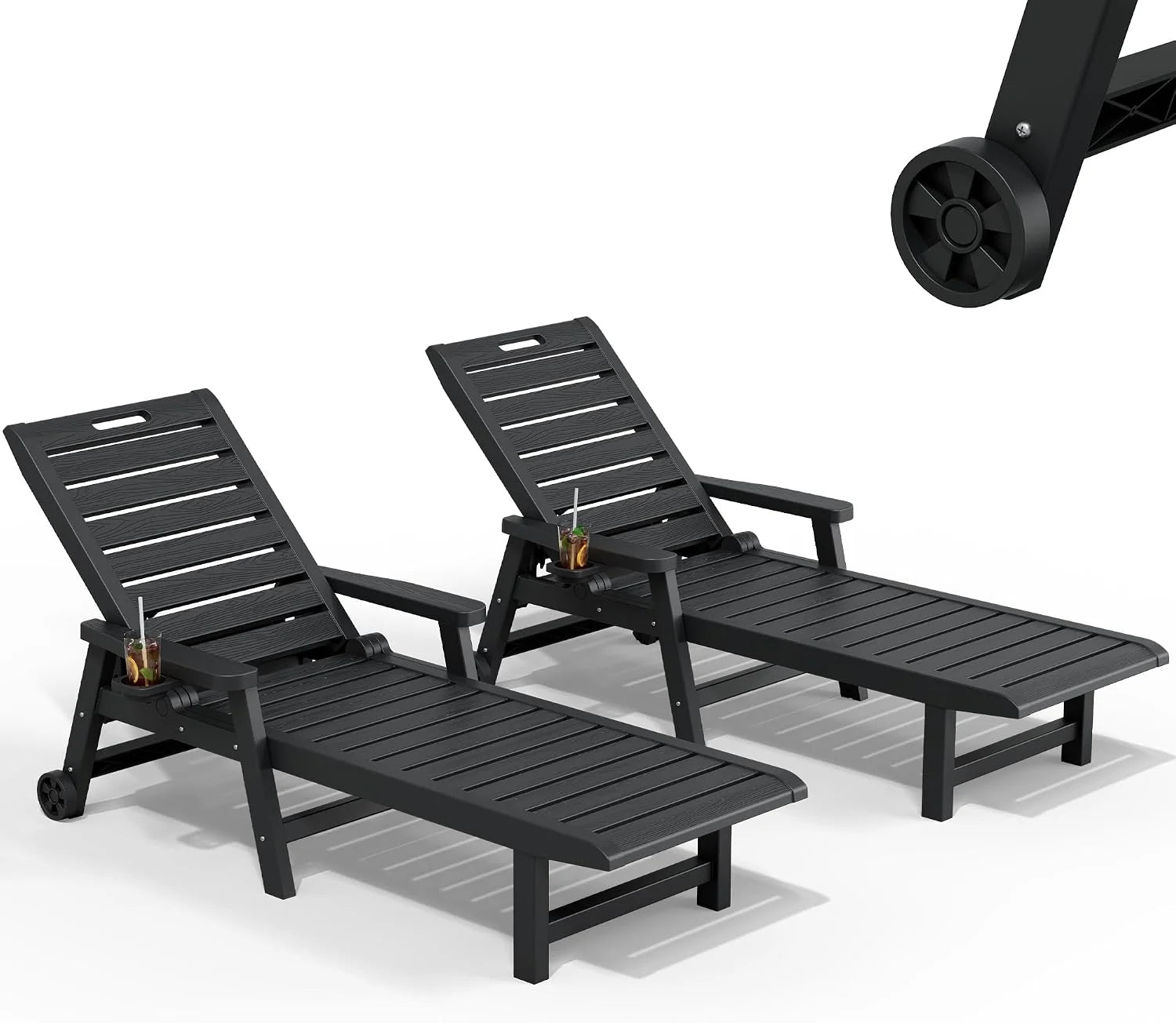Lounge Chair, Pool Lounge Chairs Set of 2, Waterproof Sun Loungers Chair, 5-Positions Adjustable Outdoor Lounge Chairs bifanuoyard