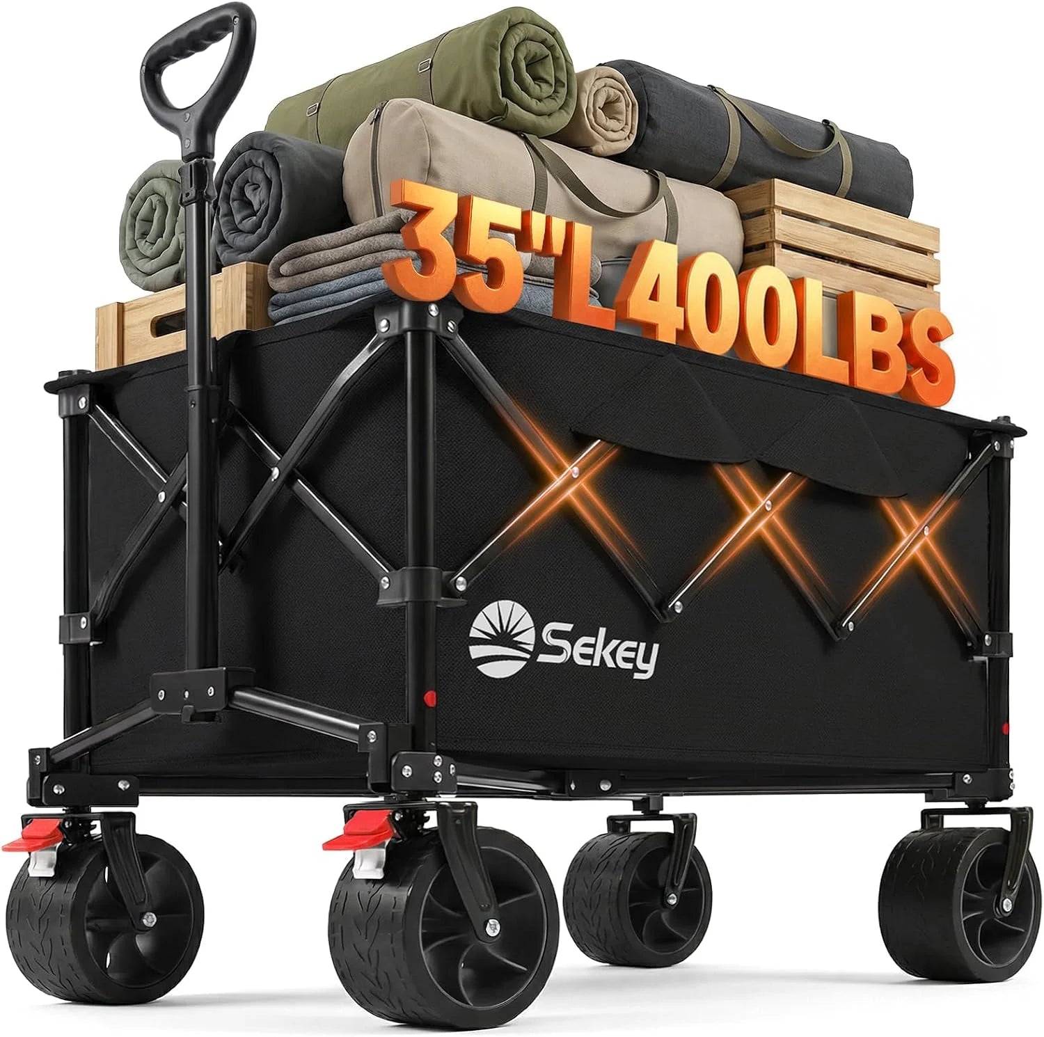 250L Wagons Carts Foldable with Big All-Terrian Beach Wheels, Collapsible Heavy Duty Wagon, Extra Large Folding Wagon - Image 6
