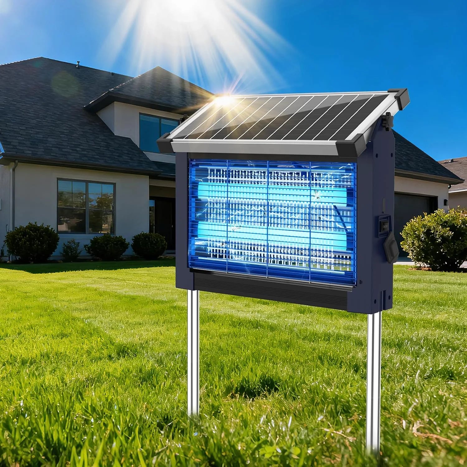 New Arrivals Solar Bug Zapper Outdoor, 4500V Mosquito Zapper Fly Trap for Patio, 10W Solar Panel, IPX5 Waterproof - Image 4