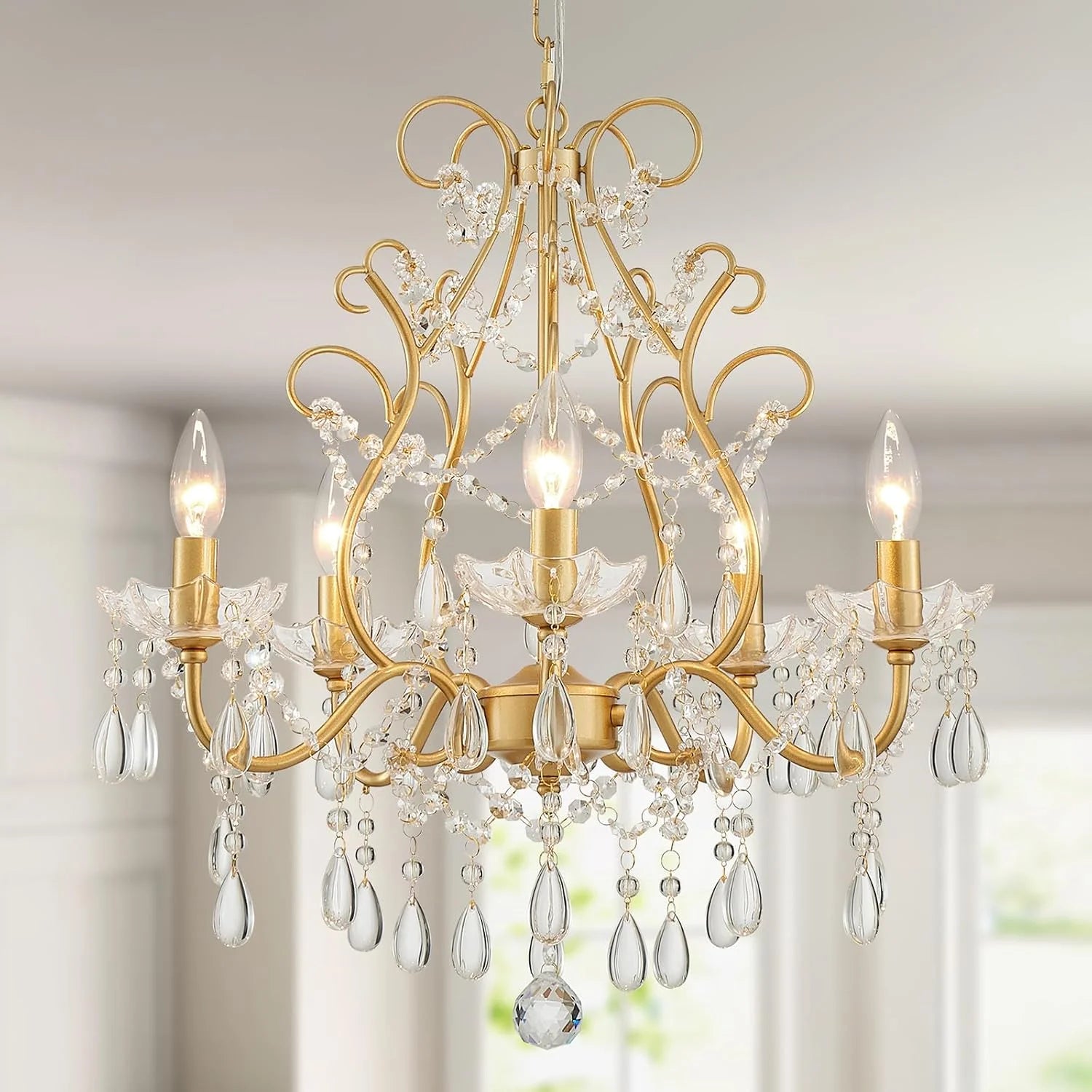 New Arrivals 5-Light Crystal Candle Chandelier Pendant Ceiling Light Modern Lighting Fixture for Bedroom Hallway Bar Kitchen - Image 9