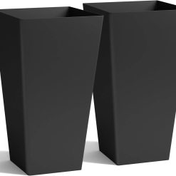 Alternative view of New Arrivals Garden 20 Tall Planters Set of 2, Large Black Tapered Plastic Flower Pots for Indoor & Outdoor Use