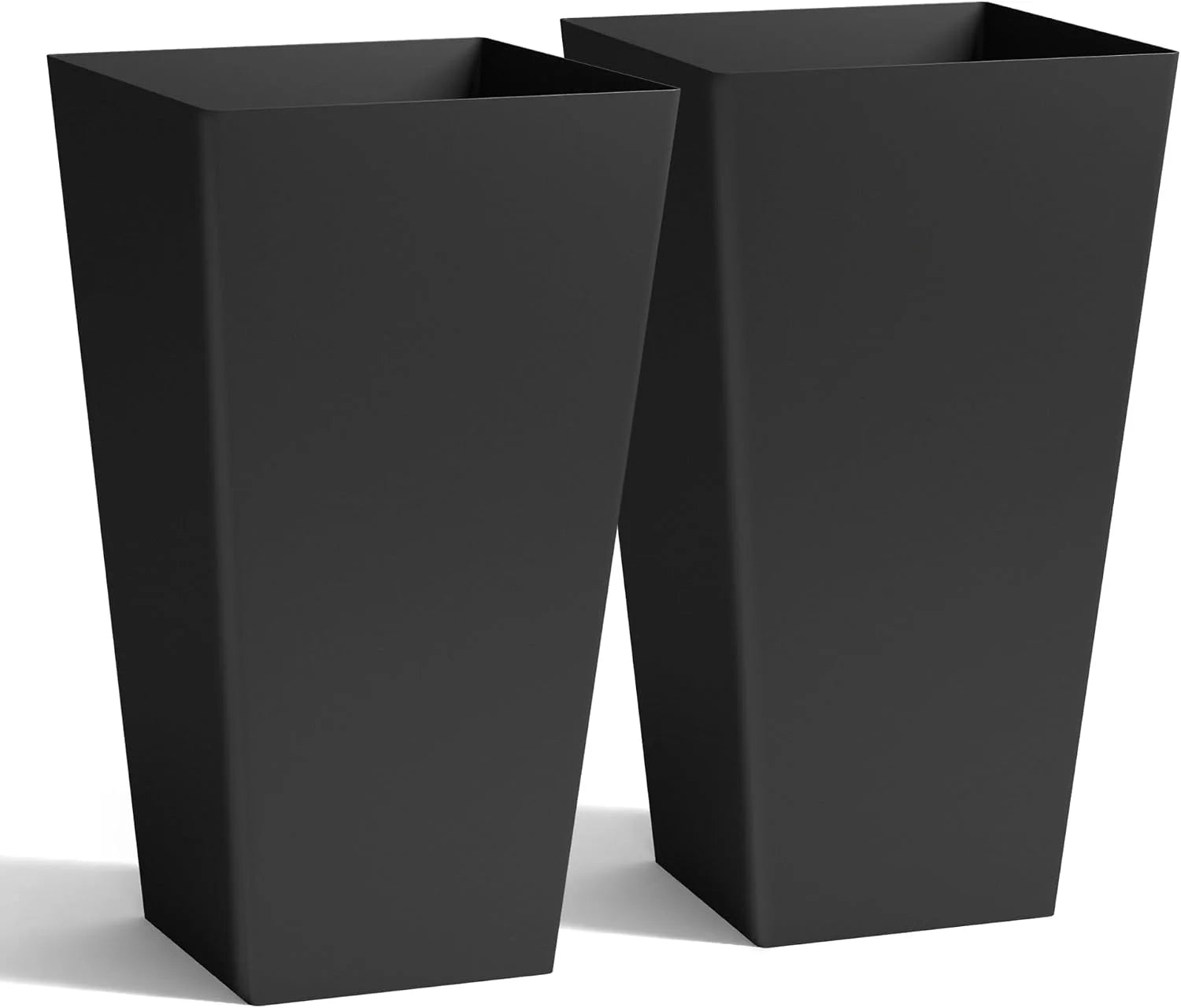 New Arrivals Garden 20 Tall Planters Set of 2, Large Black Tapered Plastic Flower Pots for Indoor & Outdoor Use - Image 2